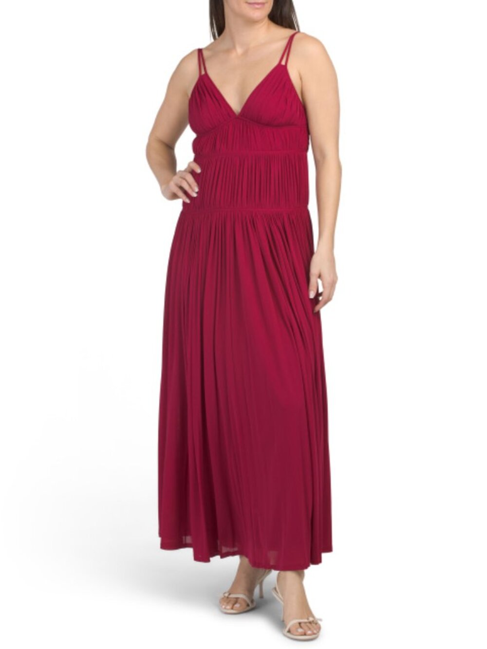 REBECCA TAYLOR Ruched Mesh Maxi Dress